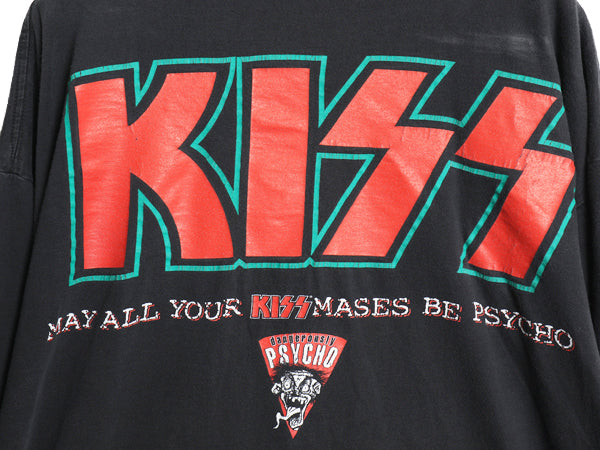 90s USA製 ★ キッス 両面 プリント Tシャツ メンズ XL オールド 当時物 オフィシャル クリスマス グラフィック イラスト バンド ロック 黒
