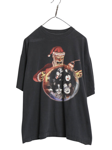 90s USA製 ★ キッス 両面 プリント Tシャツ メンズ XL オールド 当時物 オフィシャル クリスマス グラフィック イラスト バンド ロック 黒