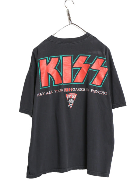 90s USA製 ★ キッス 両面 プリント Tシャツ メンズ XL オールド 当時物 オフィシャル クリスマス グラフィック イラスト バンド ロック 黒