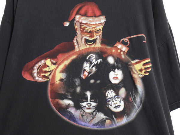 90s USA製 ★ キッス 両面 プリント Tシャツ メンズ XL オールド 当時物 オフィシャル クリスマス グラフィック イラスト バンド ロック 黒