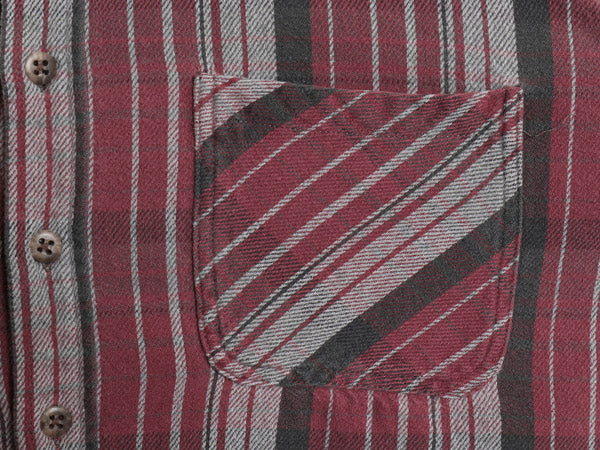 90s セントジョンズベイ ストライプ 長袖 ヘビー フランネル シャツ メンズ XL / オールド JCPenney ネルシャツ 大きいサイズ マルチカラー