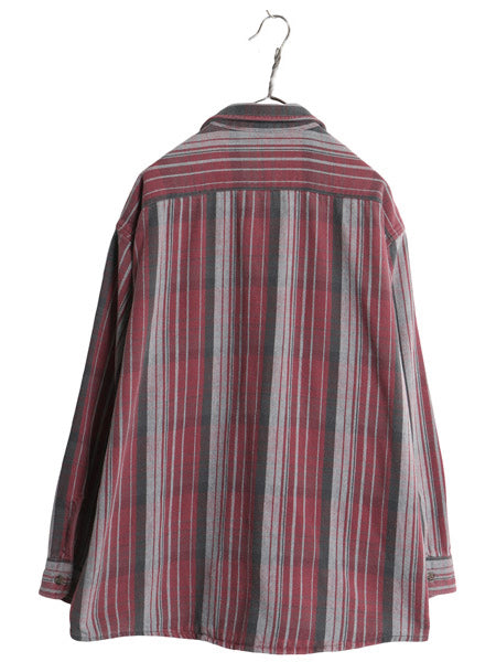 90s セントジョンズベイ ストライプ 長袖 ヘビー フランネル シャツ メンズ XL / オールド JCPenney ネルシャツ 大きいサイズ マルチカラー
