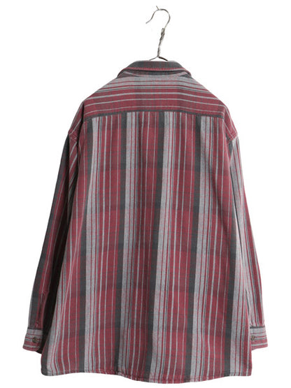 90s セントジョンズベイ ストライプ 長袖 ヘビー フランネル シャツ メンズ XL / オールド JCPenney ネルシャツ 大きいサイズ マルチカラー