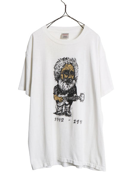 90s USA製 ★ グレイトフルデッド ジェリー ガルシア 追悼 イラスト プリント Tシャツ メンズ XL オールド バンド ロック シングルステッチ