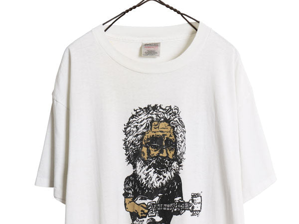 90s USA製 ★ グレイトフルデッド ジェリー ガルシア 追悼 イラスト プリント Tシャツ メンズ XL オールド バンド ロック シングルステッチ