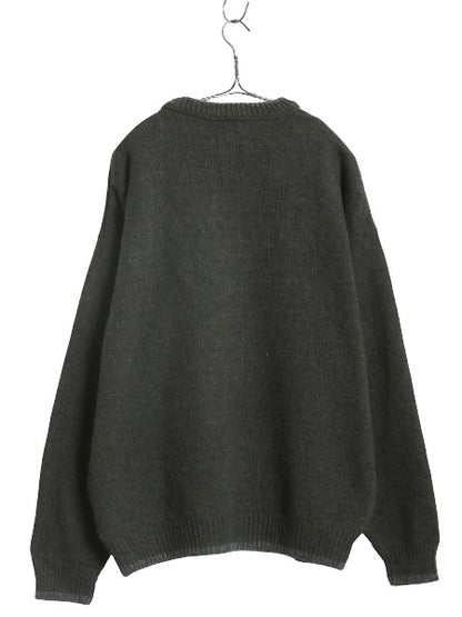 90s USA製 ウールリッチ ニット セーター メンズ L 古着 オールド 旧タグ ウール リンガー タイプ ツートン オリーブ グレー シンプル 無地