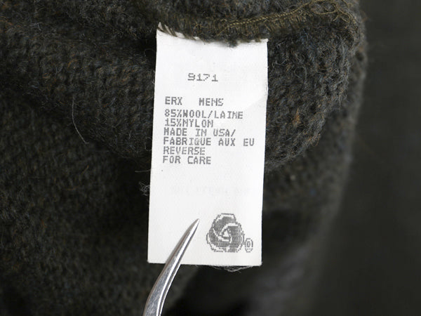90s USA製 ウールリッチ ニット セーター メンズ L 古着 オールド 旧タグ ウール リンガー タイプ ツートン オリーブ グレー シンプル 無地