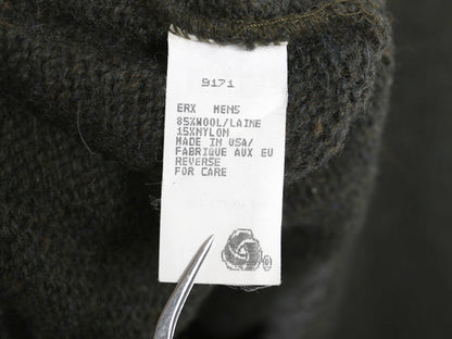 90s USA製 ウールリッチ ニット セーター メンズ L 古着 オールド 旧タグ ウール リンガー タイプ ツートン オリーブ グレー シンプル 無地