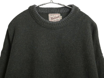 90s USA製 ウールリッチ ニット セーター メンズ L 古着 オールド 旧タグ ウール リンガー タイプ ツートン オリーブ グレー シンプル 無地