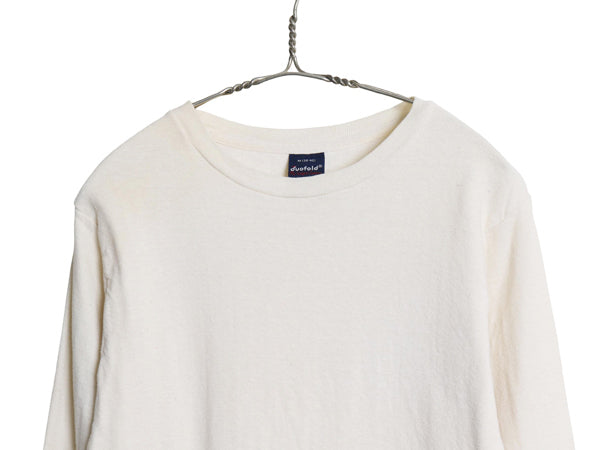 90s USA製 デュオフォールド 2レイヤー 長袖 Tシャツ メンズ M / オールド ロンT アンダーシャツ 無地 ストレッチ インナー カットソー 白