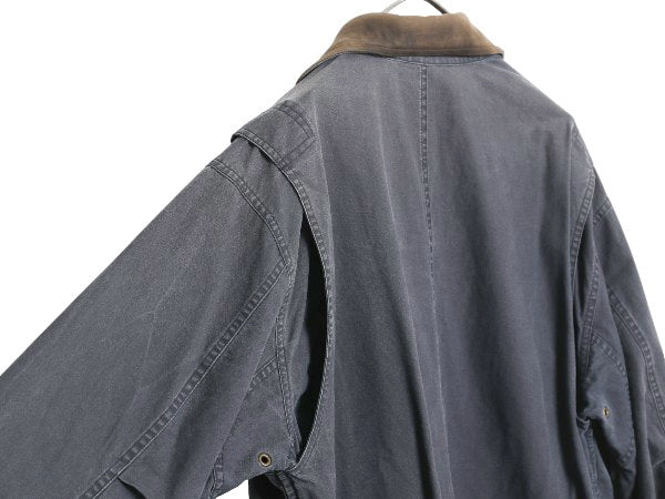 エルエルビーン ハンティング ジャケット メンズ L アウトドア コットン カバーオール ハーフ コート 襟 本革 レザー ブルゾン ジャンパー