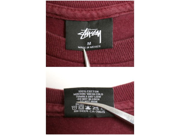 ステューシー ストック ロゴ プリント Tシャツ メンズ M / 古着 ヘビーウェイト コットン カットソー クルーネック ネイティブ バーズアイ