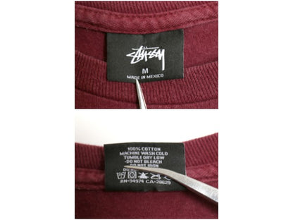 ステューシー ストック ロゴ プリント Tシャツ メンズ M / 古着 ヘビーウェイト コットン カットソー クルーネック ネイティブ バーズアイ