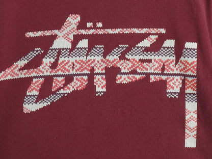 ステューシー ストック ロゴ プリント Tシャツ メンズ M / 古着 ヘビーウェイト コットン カットソー クルーネック ネイティブ バーズアイ