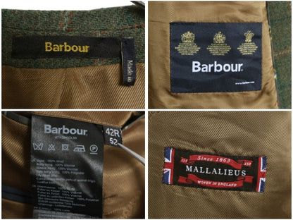 バブアー ツイード テーラード ジャケット メンズ XL 程/ ウール ブレザー チェック エルボーパッチ マルチカラー 大きいサイズ オリーブ