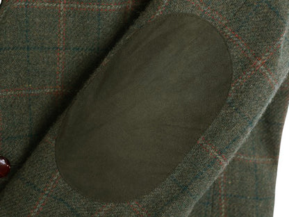 バブアー ツイード テーラード ジャケット メンズ XL 程/ ウール ブレザー チェック エルボーパッチ マルチカラー 大きいサイズ オリーブ