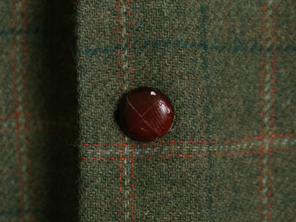 バブアー ツイード テーラード ジャケット メンズ XL 程/ ウール ブレザー チェック エルボーパッチ マルチカラー 大きいサイズ オリーブ