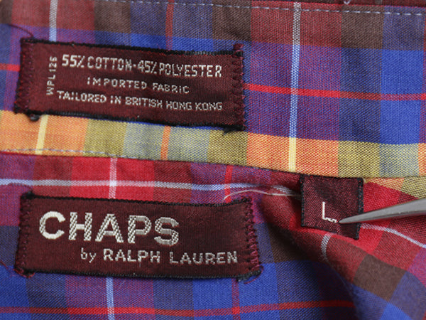 70s チャップス ラルフローレン チェック 長袖 ボタンダウン シャツ メンズ L / 初期タグ ヴィンテージ ポロ 長袖シャツ マルチカラー 薄手