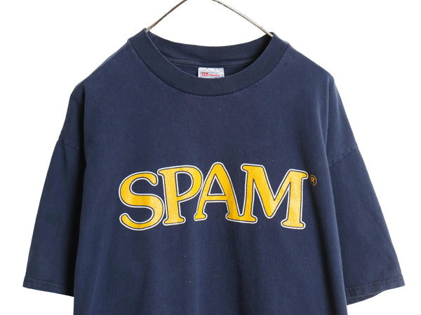 90s USA製 ★ SPAM ロゴ プリント Tシャツ メンズ XL / 古着 オールド 当時物 企業物 オフィシャル ヘビーウェイト 大きいサイズ ネイビー