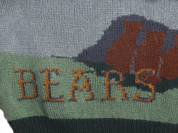 90s ウィリス&ガイガー デザイン ニット セーター メンズ XL オールド ウール 手編み ハンドメイド アウトドア アニマル 絵柄 大きいサイズ