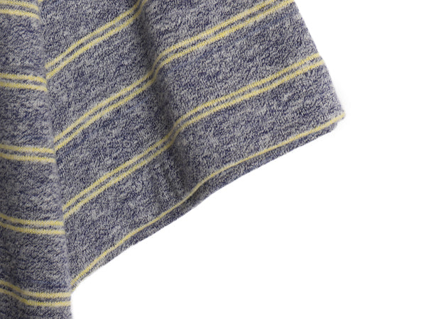 70s Monogram ボーダー 半袖 Tシャツ メンズ L 小さめ M 程/ ヴィンテージ シングルステッチ サーフ リンガー ツートン 霜降り グレー 黄色