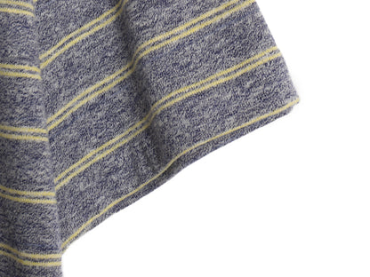 70s Monogram ボーダー 半袖 Tシャツ メンズ L 小さめ M 程/ ヴィンテージ シングルステッチ サーフ リンガー ツートン 霜降り グレー 黄色
