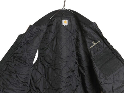 US企画 カーハート 中綿 ダック ベスト メンズ XXXL 古着 ナイロン キルティング ライナー フルジップ 重ね着 ワーク 大きいサイズ 黒 企業