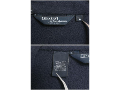 90s USA製 ポロ ラルフローレン フリース スイングトップ ジャケット メンズ L オールド ブルゾン フルジップ ジャンパー ワンポイント 紺
