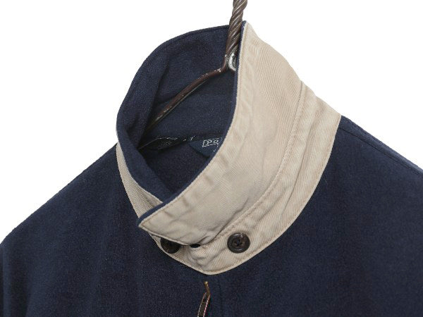 90s USA製 ポロ ラルフローレン フリース スイングトップ ジャケット メンズ L オールド ブルゾン フルジップ ジャンパー ワンポイント 紺