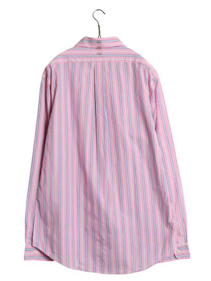 デッドストック 00s ラルフローレン ストライプ 長袖 シャツ メンズ L / 新品 未使用 オールド ポロ コットン ワイシャツ BD マルチカラー
