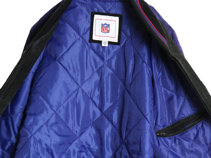 ジャイアンツ 本革 ヌバック レザー ジャケット メンズ XL NFL オフィシャル 中綿 ライナー スタジャン アメフト 革ジャン 大きいサイズ 黒