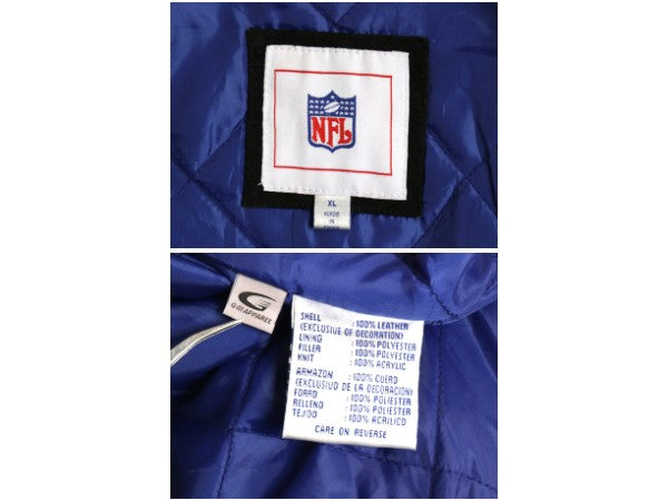 ジャイアンツ 本革 ヌバック レザー ジャケット メンズ XL NFL オフィシャル 中綿 ライナー スタジャン アメフト 革ジャン 大きいサイズ 黒