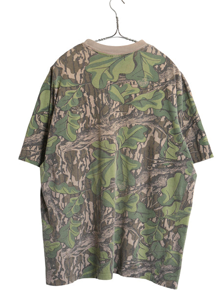 90s USA製 モッシーオーク リアルツリー カモ ポケット付き 半袖 Tシャツ メンズ XL / オールド 大きいサイズ 迷彩 総柄 シングルステッチ