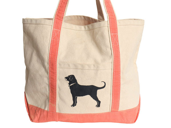 The Black Dog キャンバス トート バッグ MEDIUM / 古着 コットン オープントップ ハンドバッグ ツートン ドッグ キャラクター アニマル 犬