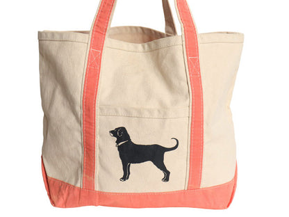 The Black Dog キャンバス トート バッグ MEDIUM / 古着 コットン オープントップ ハンドバッグ ツートン ドッグ キャラクター アニマル 犬