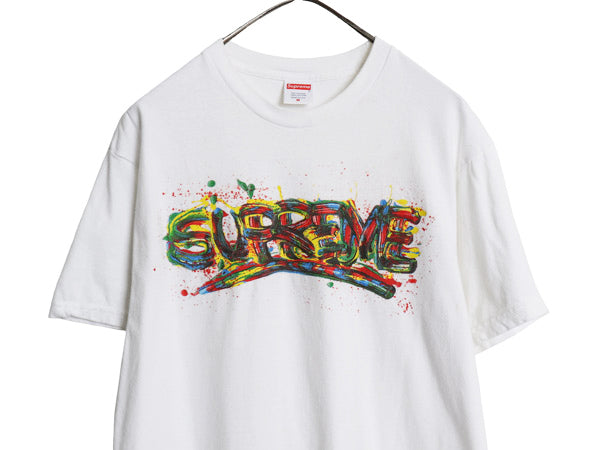 20SS USA製 シュプリーム グラフィック ペイント ロゴ プリント Tシャツ メンズ M 半袖Tシャツ アート ヘビーウェイト コットン カットソー