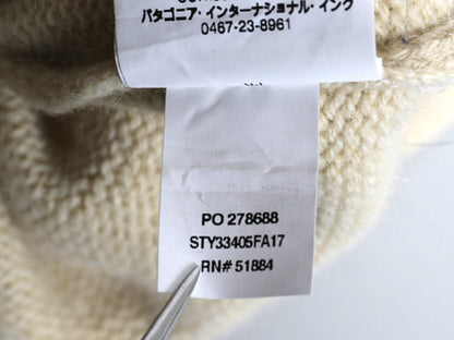 パタゴニア ヴィンテージ タウン ビーニー キャップ メンズ レディース フリーサイズ 17年製 ボンボン付き ウール ワンポイント ナチュラル