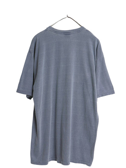 エルエルビーン プリント 半袖 Tシャツ メンズ L アウトドア グラフィック イラスト ヘビーウェイト コットン カットソー クルーネック 青