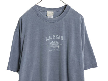 エルエルビーン プリント 半袖 Tシャツ メンズ L アウトドア グラフィック イラスト ヘビーウェイト コットン カットソー クルーネック 青