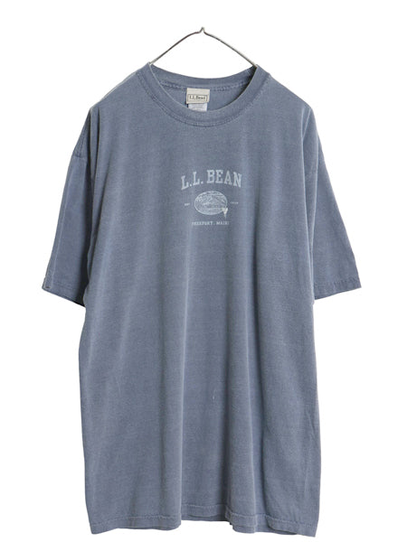 エルエルビーン プリント 半袖 Tシャツ メンズ L アウトドア グラフィック イラスト ヘビーウェイト コットン カットソー クルーネック 青