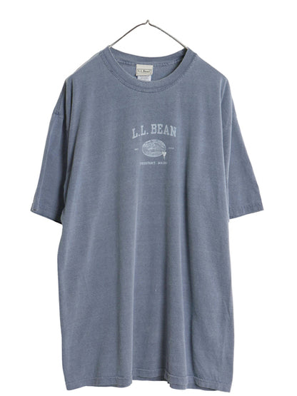 エルエルビーン プリント 半袖 Tシャツ メンズ L アウトドア グラフィック イラスト ヘビーウェイト コットン カットソー クルーネック 青