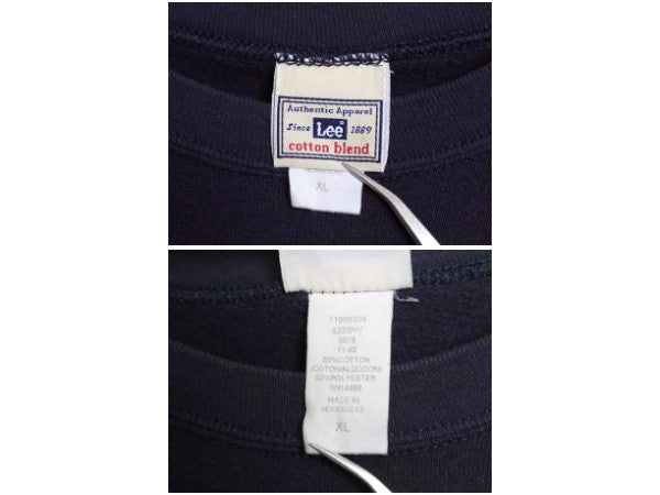 00s リー 2段 カレッジ プリント スウェット メンズ XL オールド トレーナー 裏起毛 アニマル キャラクター 大きいサイズ クルーネック 紺