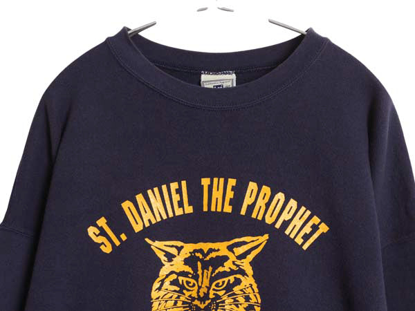 00s リー 2段 カレッジ プリント スウェット メンズ XL オールド トレーナー 裏起毛 アニマル キャラクター 大きいサイズ クルーネック 紺