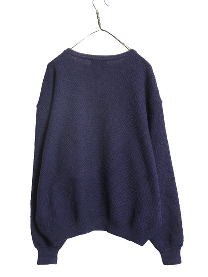 90s USA製 ★ パタゴニア ウール ニット セーター メンズ L オールド アウトドア ワッフル 鹿の子 クルーネック ビッグシルエット 無地 紺