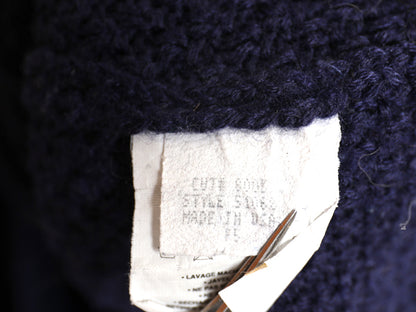 90s USA製 ★ パタゴニア ウール ニット セーター メンズ L オールド アウトドア ワッフル 鹿の子 クルーネック ビッグシルエット 無地 紺