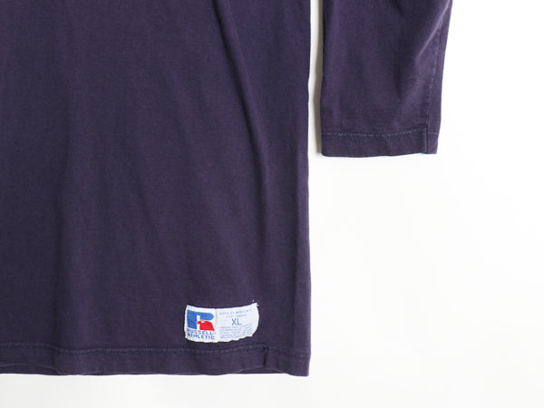 90s USA製 ラッセル 無地 フットボール Tシャツ メンズ XL / オールド 七分袖 ロンT クルーネック ワンポイント カットソー 大きいサイズ