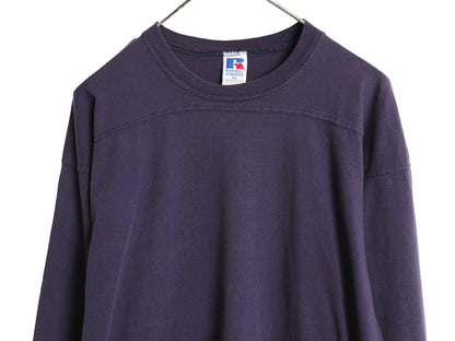 90s USA製 ラッセル 無地 フットボール Tシャツ メンズ XL / オールド 七分袖 ロンT クルーネック ワンポイント カットソー 大きいサイズ