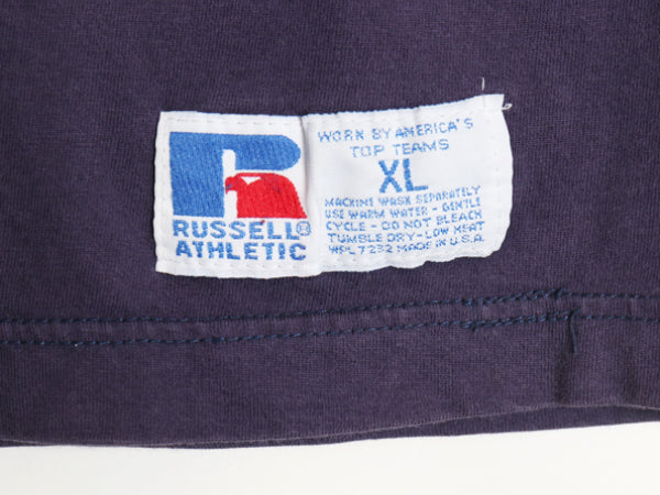 90s USA製 ラッセル 無地 フットボール Tシャツ メンズ XL / オールド 七分袖 ロンT クルーネック ワンポイント カットソー 大きいサイズ