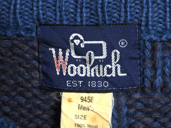 80s ウールリッチ デザイン ニット セーター メンズ M / ヴィンテージ アウトドア 立体編み 絵柄 ウール ハンティング アニマル ローゲージ