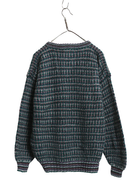 90s エディーバウアー デザイン ニット セーター メンズ L オールド 黒タグ シェットランド ウール ヘビーウェイト マルチカラー シンプル